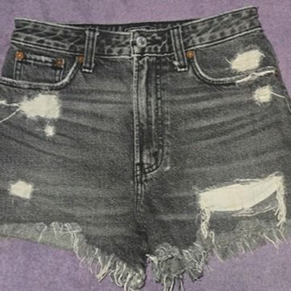 Abercrombie and Fitch High Rise Annie Short Jean Shorts 24 / 00 Washed Black